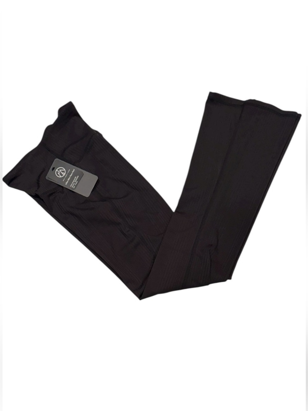 MOVE THEOLOGY Lilian Ribbed Mini Flare Leggings Black Activewear Pants NWT XS